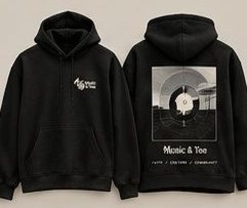 Back Graphic Hoodie (Signature) hoodie in black, Music & Tea UK merchandise