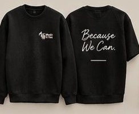 Because We Can. crewneck in black, Music & Tea UK merchandise