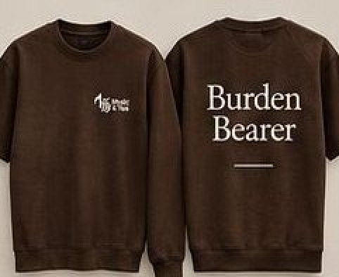 Burden Bearer crewneck in espresso, Music & Tea UK merchandise