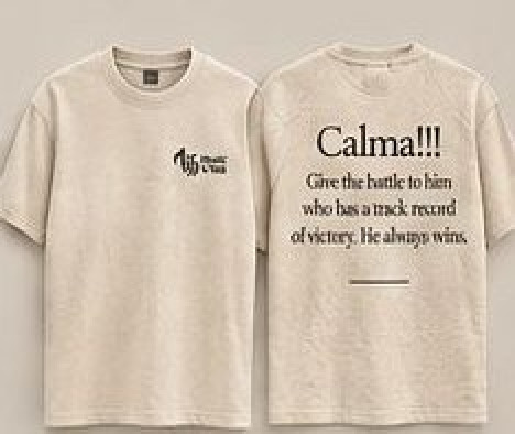 Calma!!! t-shirt in ivory cream, Music & Tea UK merchandise