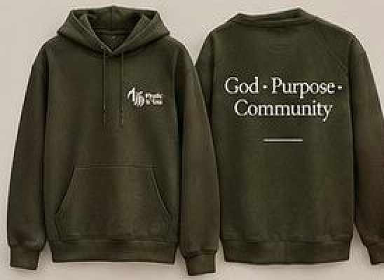 God · Purpose · Community hoodie in olive, Music & Tea UK merchandise