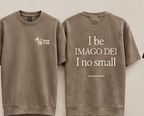 I Be Imago Dei I No Small crewneck in stone taupe, Music & Tea UK merchandise