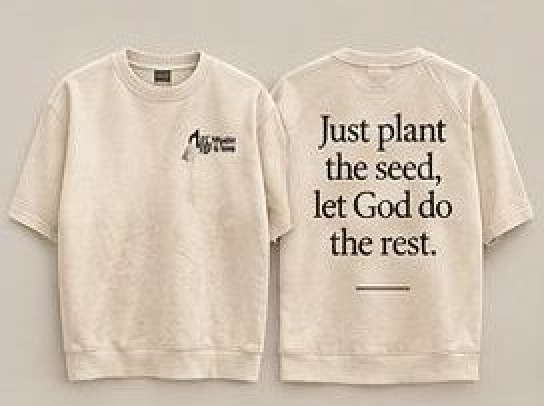 Just Plant the Seed, Let God Do the Rest. crewneck in ivory cream, Music & Tea UK merchandise