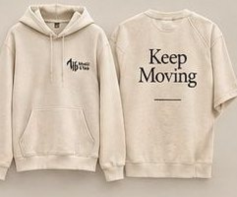 Keep Moving hoodie in ivory cream, Music & Tea UK merchandise